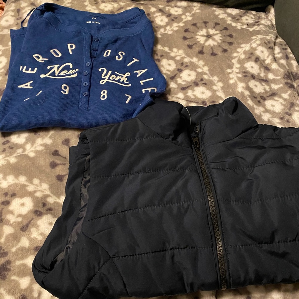 Aeropostale XS long sleeve shirt and vest